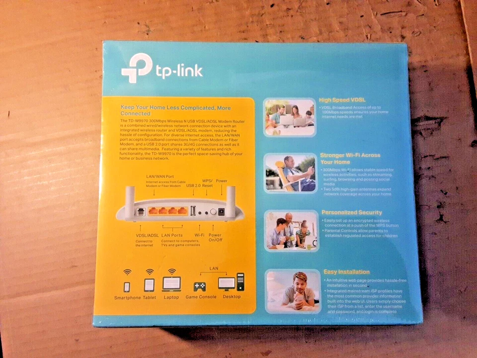 tp-link 300mbps wireless n usb vdsl/adsl modem router TD-W9970 NEW - Image 3 of 4