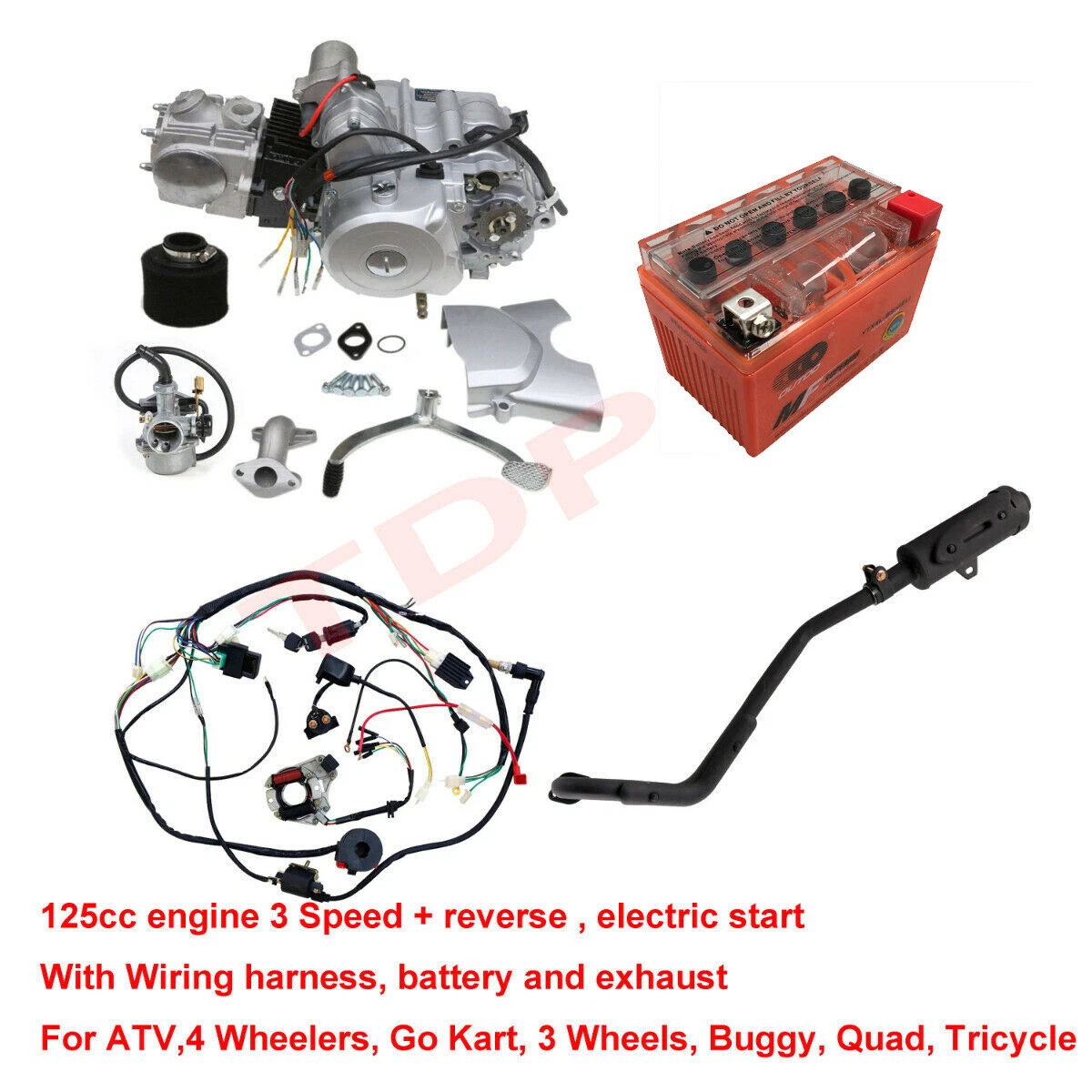 125cc Semi Auto Engine Motor Kit Electric Start Taotao 110cc ATV