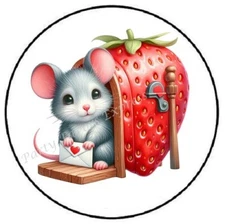 ADORABLE MOUSE STRAWBERRY MAILBOX ENVELOPE SEALS LABELS STICKERS PARTY FAVORS