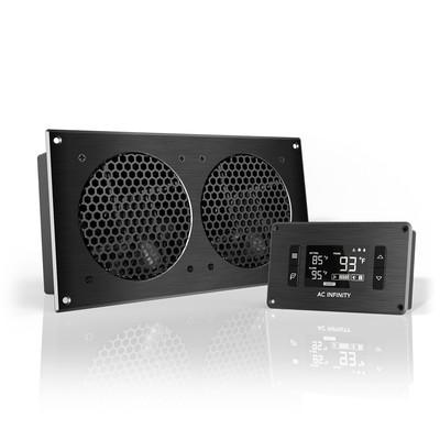 AIRPLATE T7, Cooling Fan System 12'' Thermostat Control, Home Theater AV Cabinets