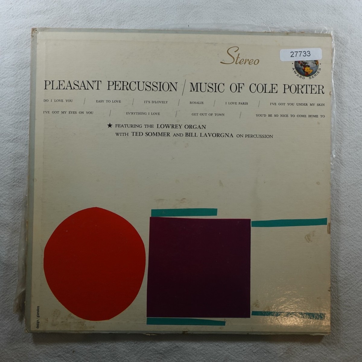 Cole Porter And Raphael Pleasant Percussion LP Vinyl Record Album