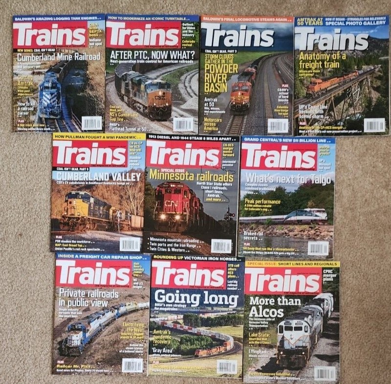 Lot of 10 TRAINS The Magazine of Railroading Magazines 2021 Steam, Freight ~More
