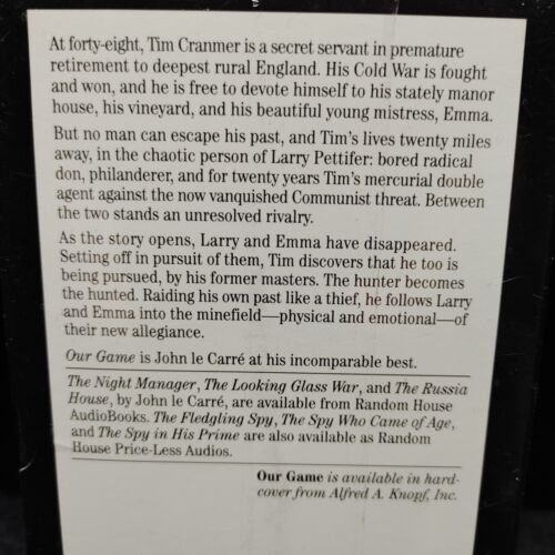 OUR GAME By John le Carré Audiobook On 4 Cassettes Abridged Random House Carre - Foto 3 di 6