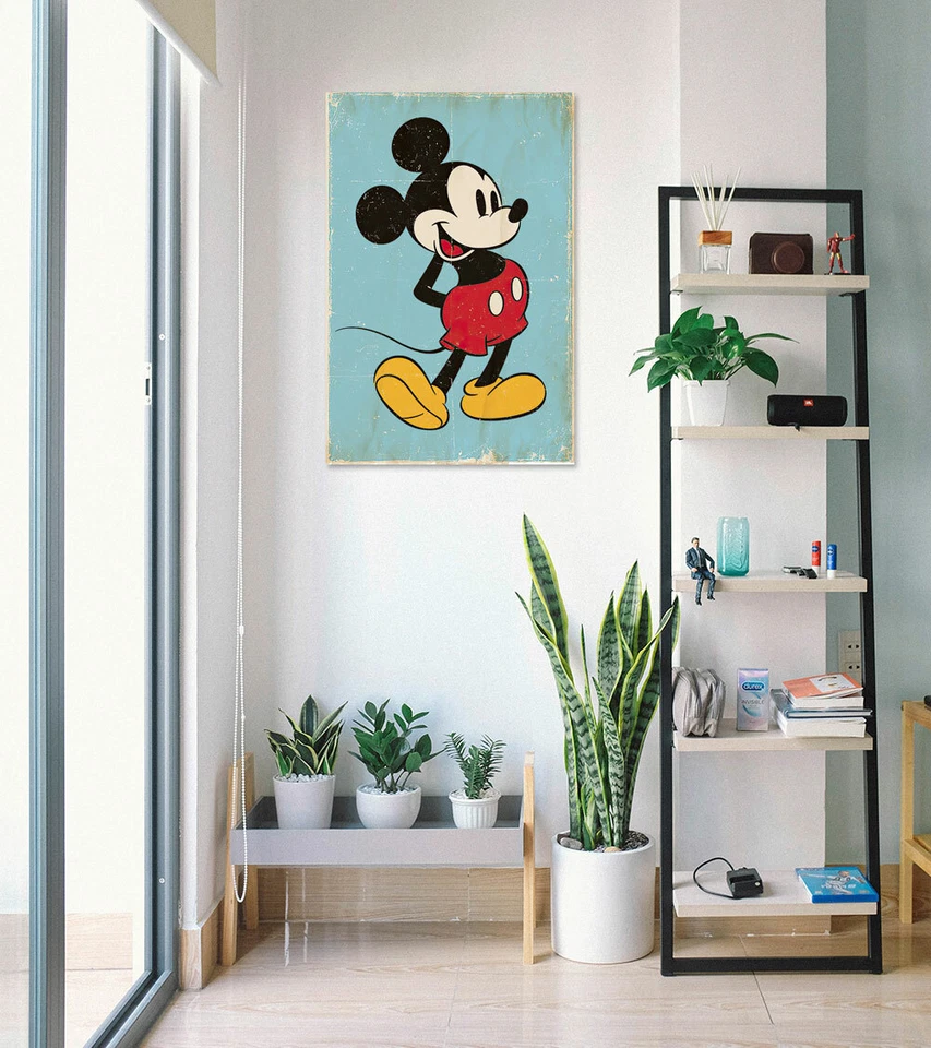 Mickey Mouse - Póster Disney (Mickey Retro / Fondo Azul) (Tamaño: 24" X 36") Foto 3 de 4