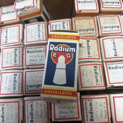 Lot of 40 NOS Radium EG 110V 10W E14 German Light Bulbs Birne 26 Vintage
