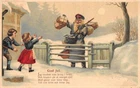 Christmas Greetings Santa Claus Postal Worker Delivering Mail PC AA117385