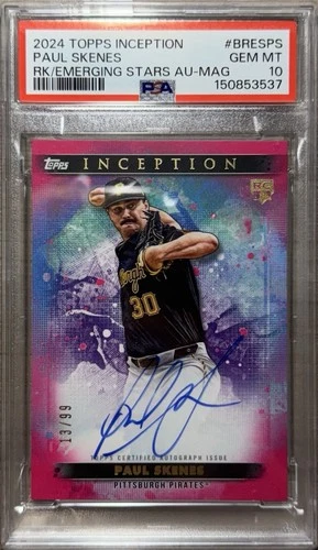 2024 Topps Inception Paul Skenes Emerging Stars Magenta Rookie Auto /99 PSA 10