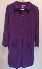 Lilly Pulitzer L Terry Cloth Purple Robe Swim Beach Cover Button Up Bath Pockets
