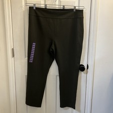 NEW Express Womens Classic Pull On High Rise Ponte Pant Split Hem Green Size 2XL