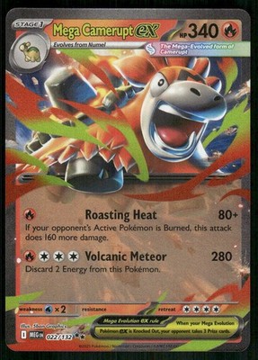 Mega Camerupt ex 022/132 Double Rare Mega Evolution Pokemon Near Mint