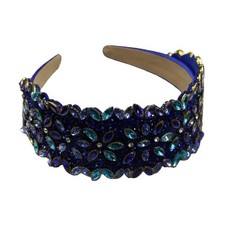 Blue Fashion Rhinestone Headbands for Women Padded Wide Hairband Glitter Hair...
