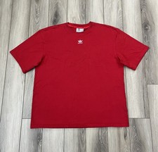Adidas Originals Red Center Trefoil Embroidered Logo Short Sleeve Tee Mens Sz S