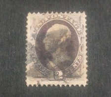 1870 Francobollo usato U.S. Scott #151 viola opaco 12 centesimi argilla