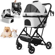 Dog Stroller for Small Dogs Cats Up to 33LBS, 3-in-1 Lightweight Foldable Pet...