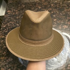 Henschel Hat Co HHI Mesh Safari Fedora Brown Large USA Made Outdoor Ventilated