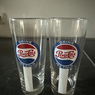 Vintage Gläser Pepsi Cola Drink Ice Cold 2st  Glas Longdrink Retro Vintage Look 