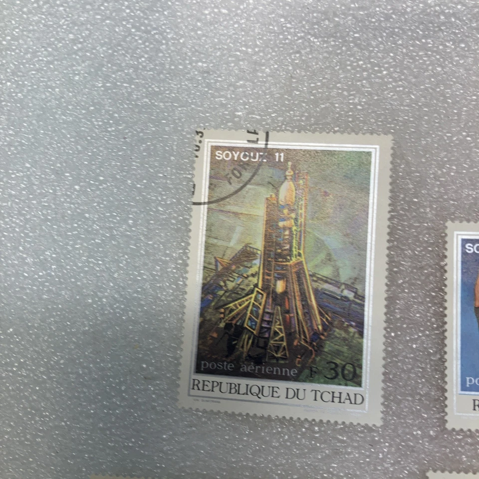 6 estampillas espaciales usadas/canceladas 1972 Chad/Tchad Soyuz 11 (URSS). ¡Buena oferta! MIRAR Foto 2 de 4