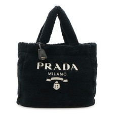 Prada Terry Fabric Tote Bag Women Black One Size