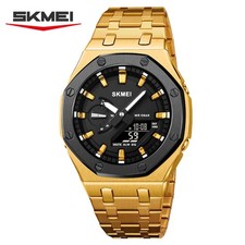 Skmei Men Watch Led Countdown Wristwatch Digital Quartz Male Steel Gold Watches