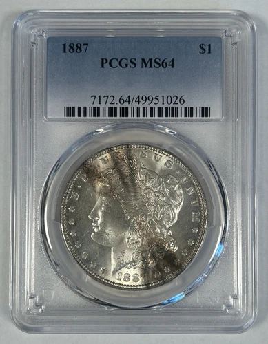1887 Morgan Silver $1 Dollar Coin Toned PCGS MS 64