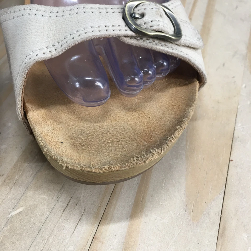 Sandalia Dansko Mujer 39 Beige Tricia Cuero Fresado Correa Tobillo Punta Abierta Cuña Foto 4 de 4