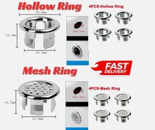 4Pcs Bathroom Basin Sink Overflow Ring Chrome Hole Cover Cap Inserts,Round.