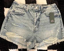 Wild Fable Distressed Denim Shorts, Light Wash, Button Front, 2.5 Inseam, Sz10