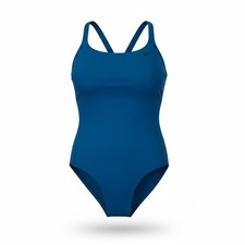 New Nike Womens Swimsuit Medium Blue One Piece Racerback Swoosh Logo