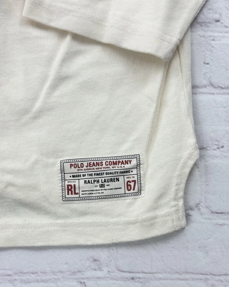 NUEVO/Antiguo Stock De Colección Ralph Lauren Polo Jeans 67’ Sudadera Para Hombres Talla XXL Crema Foto 3 de 4