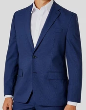 Van Heusen Men's Blue Plaid Classic-Fit Suit Separate Jacket Size 46L