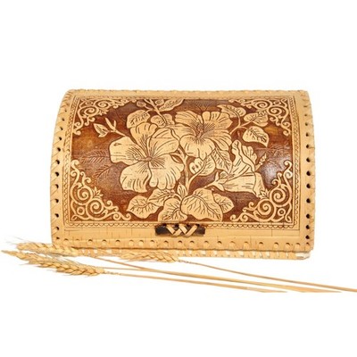 Hibiscus Birch Bark Bread Box Natural Hand Carved Anti Mold Bread Keeper 10x8''