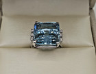 14.10 Ct. Aquamarine & Diamond Ring 18k White Gold Diamond Cellar Appraisal $25k — photo 6