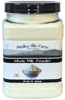 Whole milk powder By Medley Hills Farm in Reusable Container 1 lb. - Great dry