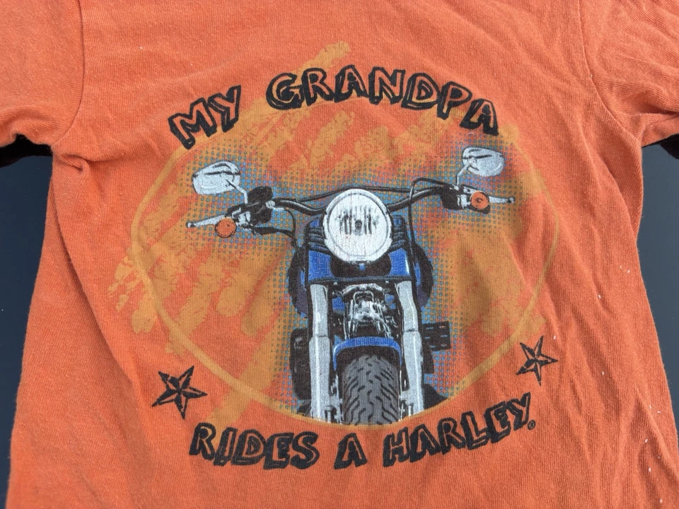 Camisa Harley Davidson Vintage Bebé Infante 3T Naranja My Grandpa Rides Motociclista Niños Foto 2 de 4