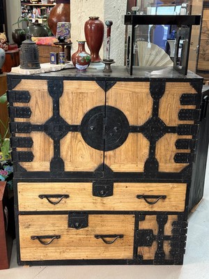 Antique Japanese Meiji Era c1890's Kannon Biraki Clothing Tansu