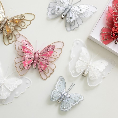 3Pcs 6Pcs Christmas Tree Butterfly Decorations Glitter Butterflies Centerpiece - Picture 7 of 24