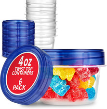 Stock Your Home 4Oz Plastic Containers with Twist Top Lids 6 Pack , 1/2 Cup Sma
