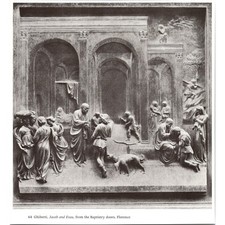 Impresión artística Ghiberti Jacob & Esaú de las puertas del baptisterio Florencia 1969 SI8