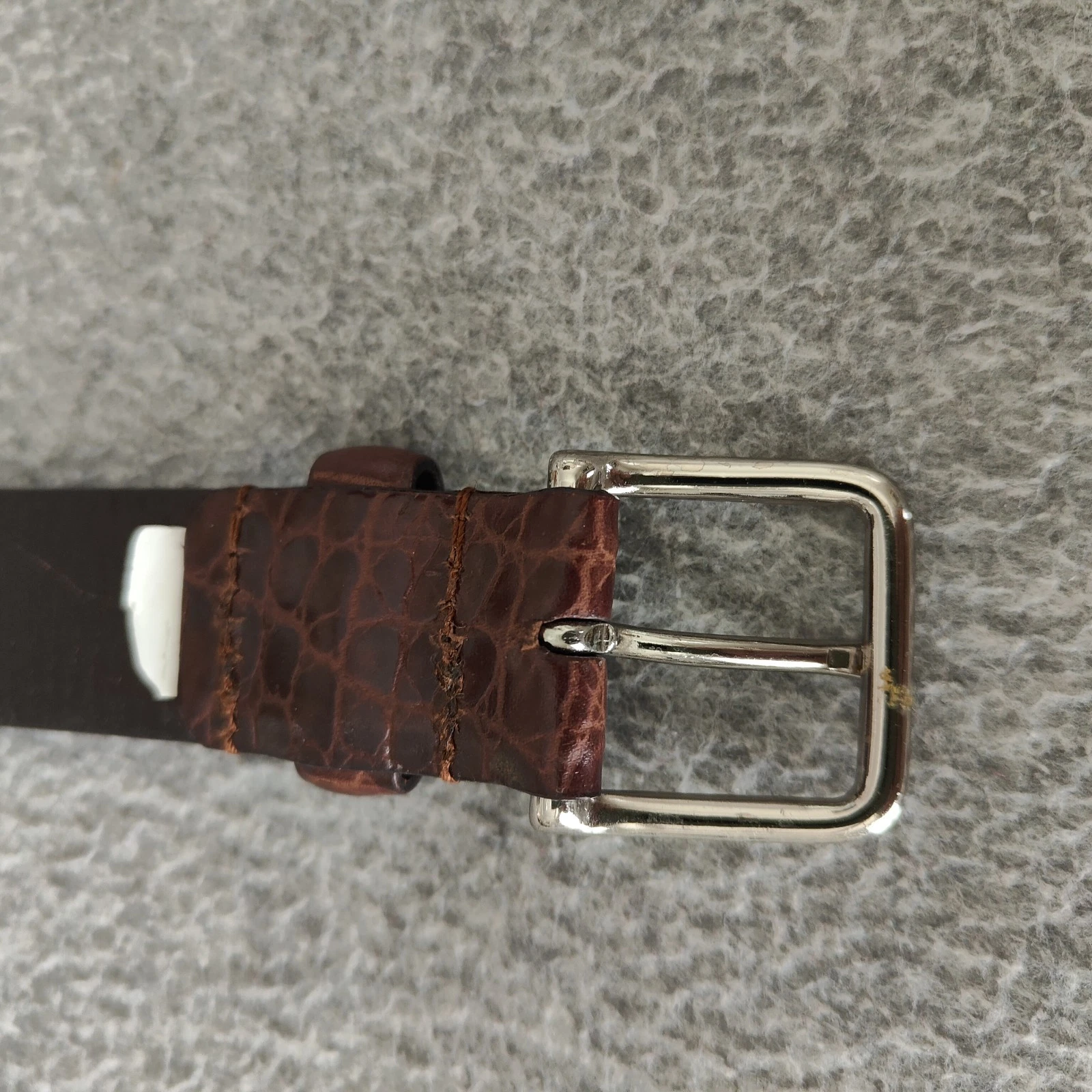 Cintura Coach in pelle artigianale marrone croc goffrata fibbia argento 3928 taglia L