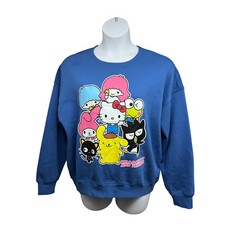 Hello Kitty and Friends Sanrio Blue Graphic Pullover Sweatshirt Womens Large