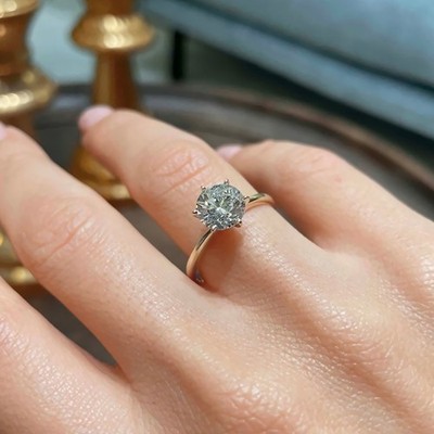 Verlobungsring 1,75 kt IGI Diamant Lab Created Rundschliff 14 kt Weißgold E F...