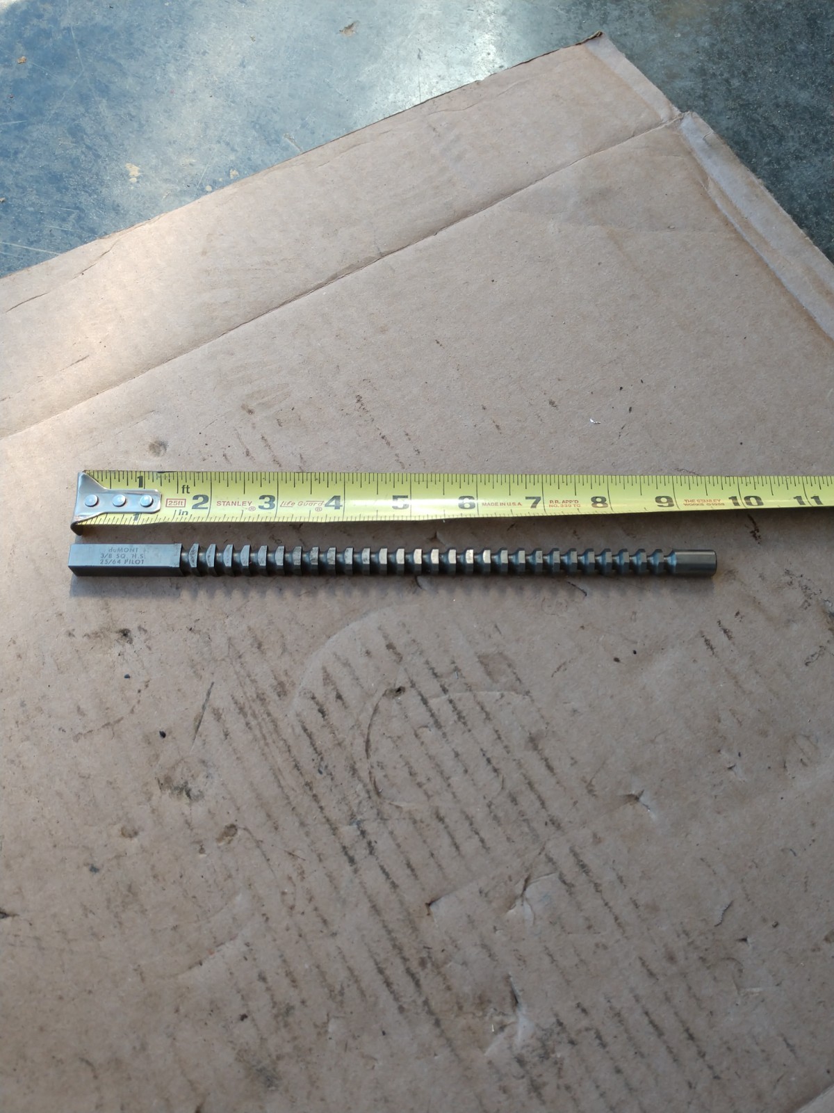 Dumont Minute Man 3/8" HSS Square Broach, 9-3/8" Length, 25/64" Pilot Diameter