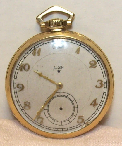 1933~ELGIN NAT'L WATCH CO.~MEN'S ANTIQUE GOLD FILLED 17 JEWELS 12s POCKET WATCH~