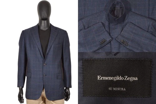 Men's Ermenegildo Zegna Blazer 44US/UK 54IT Blue Check 100% Cashmere Switzerland