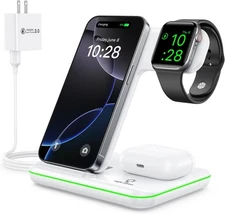 WAITIEE Wireless Charger 3 in 1, 15W Fast Charging Station for Apple Watch