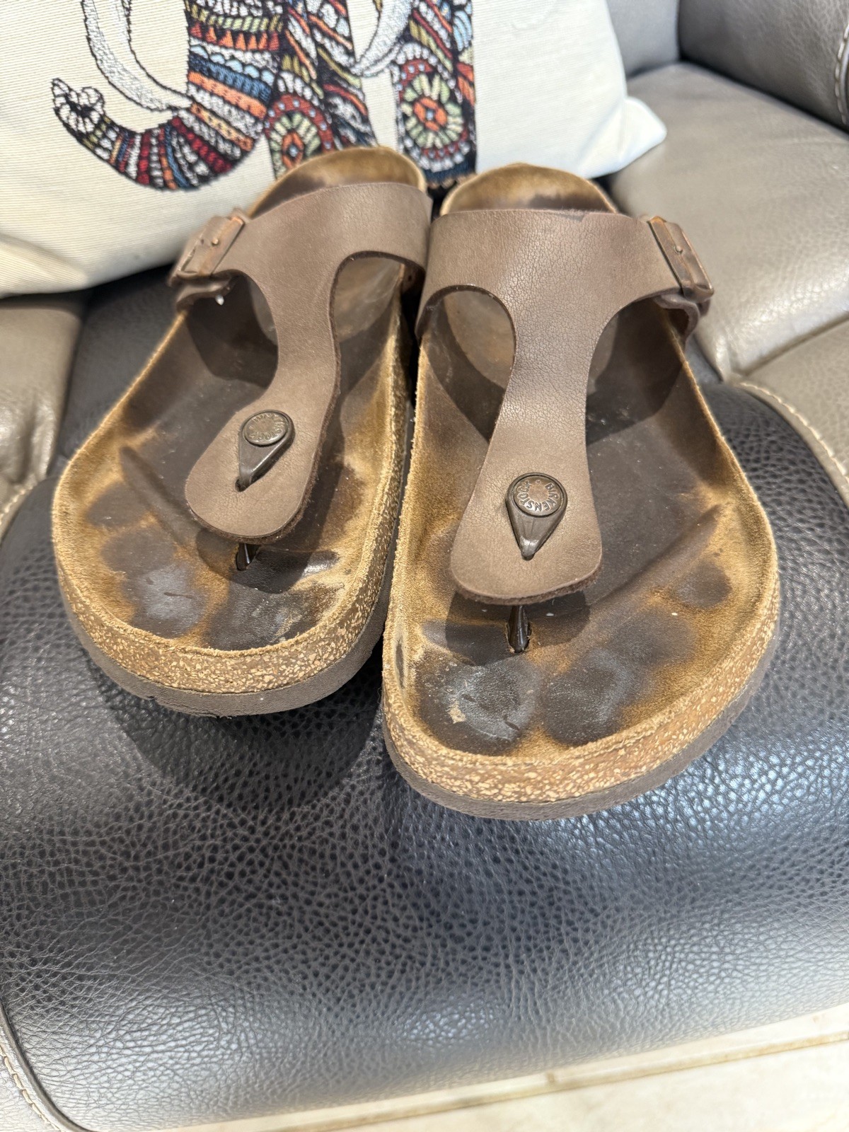 APL BIRKENSTOCK SANDALI IN PELLE GIZEH TANGA UK 10 OTTIME CONDIZIONI