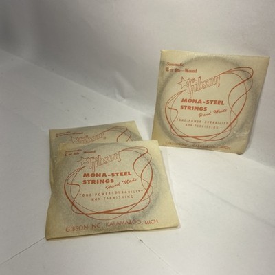 GIBSON GUITAR STRINGS ''MONA-STEEL'' E OR 6TH WOUND Vintage Hand Made Lot Of 3