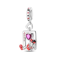 KUNSIR 925 Sterling Silver Classic Joker Card Dangle Charm For Bracelet DIY Gift