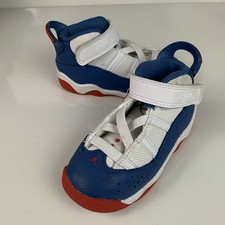 Jordan 6 Rings Toddlers- White/True Blue/University Red US Size 8C- 323420 140