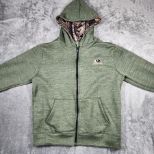 Mossy Oak Men's Performance Fleece Camo Green Hunting Zippered Hoodie Jacket L